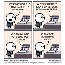 Management et télétravail, humour, workhonicles.com