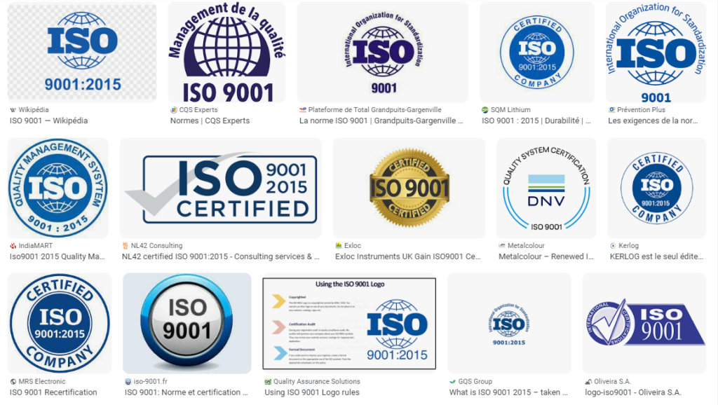 différents logo iso 9001